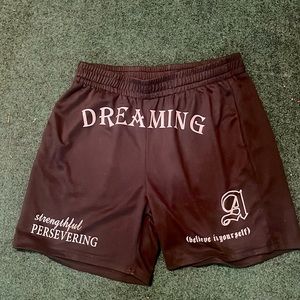 Men’s athletic shorts with lettering